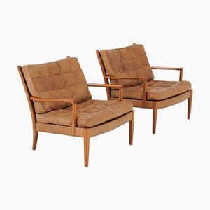 Mid-Century Swedish Löven Lounge Chairs by Arne Norell, Set of 2