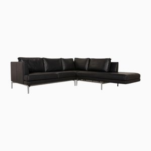 Dunkelblaues Good Time Ecksofa aus Leder mit Funktion von Walter Knoll / Wilhelm Knoll