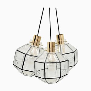 Iron and Clear Glass Pendant Light from Glashütte, 1960s