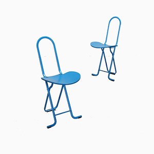 Blaue Dafne Stühle von Gastone Rinaldi für Thema, 2er Set