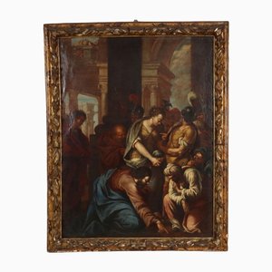 Cristo y el adúltero, óleo sobre lienzo, enmarcado