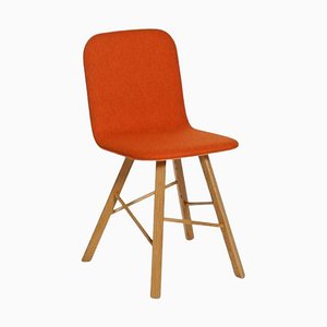 Orange Fabric Natural Oak Legs Tria Simple Chair Upholstered by Colé Italia