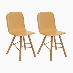 Natural Leather Tria Simple Chair Upholstered by Colé Italia, Set of 2