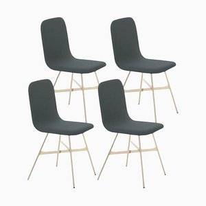 Anthrazite Tria Gold Upholstered Dining Chair by Colé Italia, Set of 4