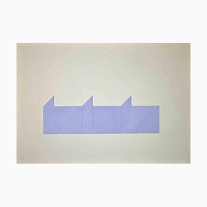 Rodolfo Aricò, Abstract Geometrical Scene, Mixed Media Print, 1970s