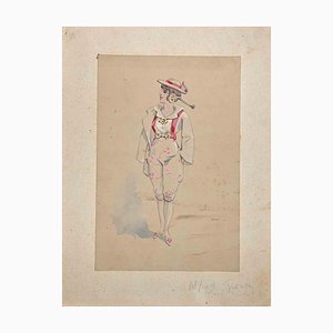 Alfred Grevin, You Girl, Original Drawing, Late-19th-Century