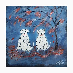 Therese James, Dotty Dogs, 2022, Mischtechnik auf Papier