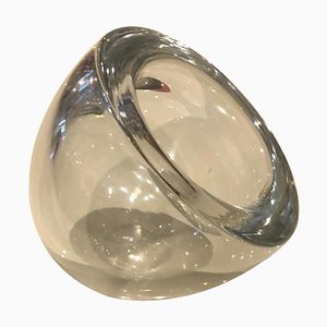 Mid-Century Modern Oval Bowl in Transparent Murano Glass by Alfredo Barbini