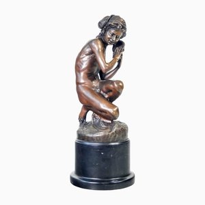 After J.B. Carpeaux, Fisherman with Shell, Bronze and Marble Sculpture