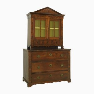 Biedermeier Kommode mit Schrank aus Nussholz, 1808