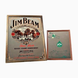 Vintage Werbespiegel von Jim Bean und Perrier, 2er Set