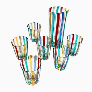 Vasos italianos de cristal de Murano de Gio Ponti para Murano Verre. Juego de 7