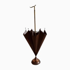 Vintage Brass Umbrella Stand in the Form of a Half Fold Out, 1970s