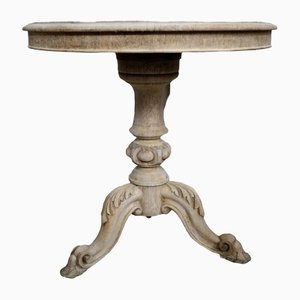 Antique French Bleached Oak Gueridon Table