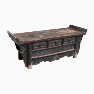 Antique Low Black Side Table