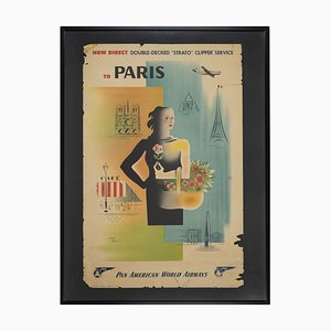 Póster de viaje de Pan Am Airways de París, 1949