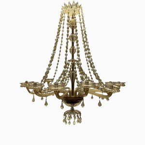 Large Gold Tinted Chandelier from Fratelli Toso