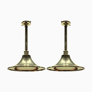 Mid-Century English Silver-Plated Ceiling Lamps, Set of 2