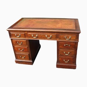 Mahogany Pedestal Desk With Brown Leather from Maple & Co, 1920s