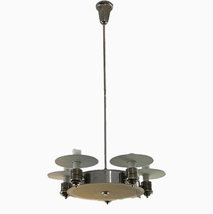 Large Art Deco Factory Pendant Light from Napako, Former Czechoslovakia, 1930s