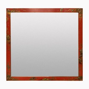English Scarlet Japanned Mirrors, Set of 2