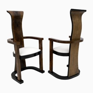 Art Deco Walnut Chairs with High Backrest, Set of 2