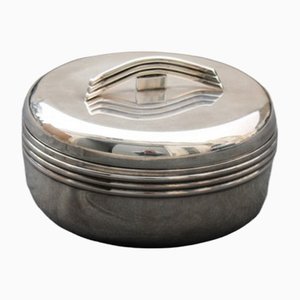 Art Deco Italian Tabacco Silver Plated Round Box