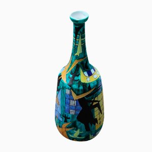Botella de cerámica con decoración abstracta de Castelli, 1961