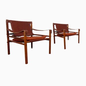 Rosewood & Leather Sirocco Safari Chairs by Arne Norell, 1960s, Set of 2