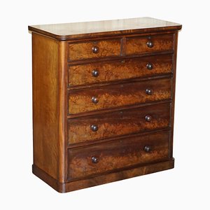 Antique Victorian Flamed Mahogany Two Over Four Chest of Drawers
