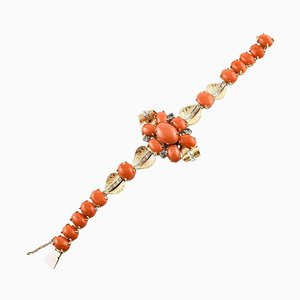 Bracelet in Rose Gold with Corals Diamonds and Iolite