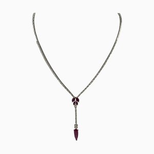 Choker Necklace in White Gold with Diamonds and Rubies