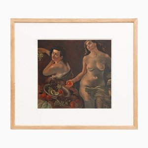 André Derain, Two Nude Women and Still Lifeless Nature, anni '70, Litografia, Incorniciato