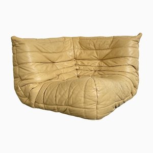 Divano ad angolo in pelle gialla di Michael Ducaroy per Ligne Roset