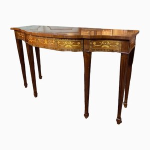 Large Sheraton Style Breakfront Inlaid Console Table