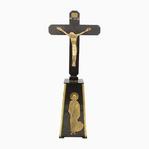 Crucifijo italiano de bronce y hierro