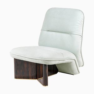 Light-Blue Leather Lounge Chair by Luca Erba for Hessentia