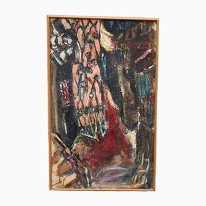 Abstraktes Gemälde, 1950er, Öl auf Leinwand