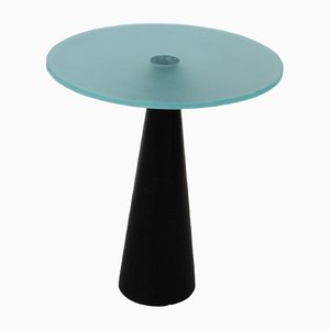 Italian Black Stem Table with Pyramid in Lacquered Wood, 1980s