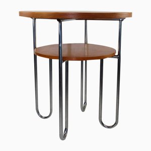 Table Style Bauhaus en Tube d'Acier avec Pieds Trompette, 1940s