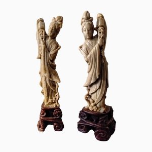 Statuette antiche in giada, set di 2