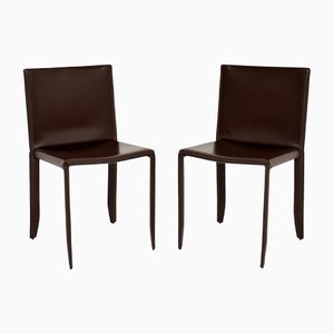 Modernist Italian Leather Side Chairs from Cattelan Italia, Set of 2