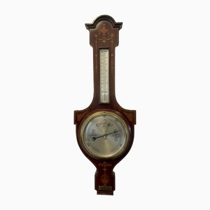 Antikes edwardianisches Banjo Barometer aus Mahagoni mit Intarsien