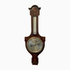 Antique Edwardian Mahogany Inlaid Banjo Barometer