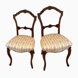 Set of Antique Victorian Carved Walnut Side Chairs