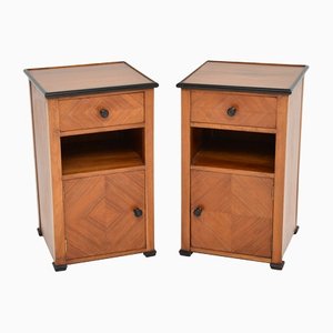 French Art Deco Walnut Bedside Cabinets, Set of 2