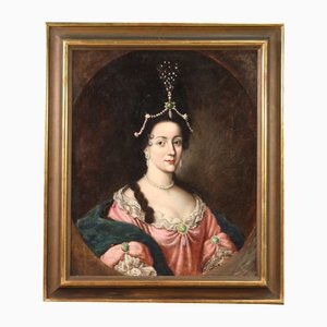 Retrato de una dama noble, siglo XVIII, óleo sobre lienzo, enmarcado