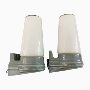 Modell 6080 Wandlampen aus weißem Porzellan & Opalglas von Sigvard Bernadotte für Ifö, 1960er, 2er Set