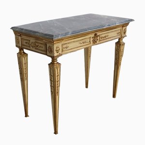 Louis XVI Style 19th-Century Marble and Golden Wood Console Table