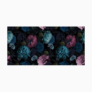 Marinavorontsova, Motif Floral Transparent, Pivoines Lumineuses Multicolores sur Fond Noir, Papier Photographique